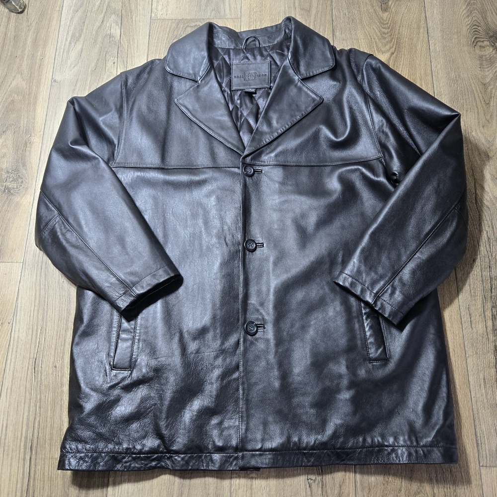 VINTAGE Knightsbridge Black Leather Jacket Mens Large 100% Leather EUC‎